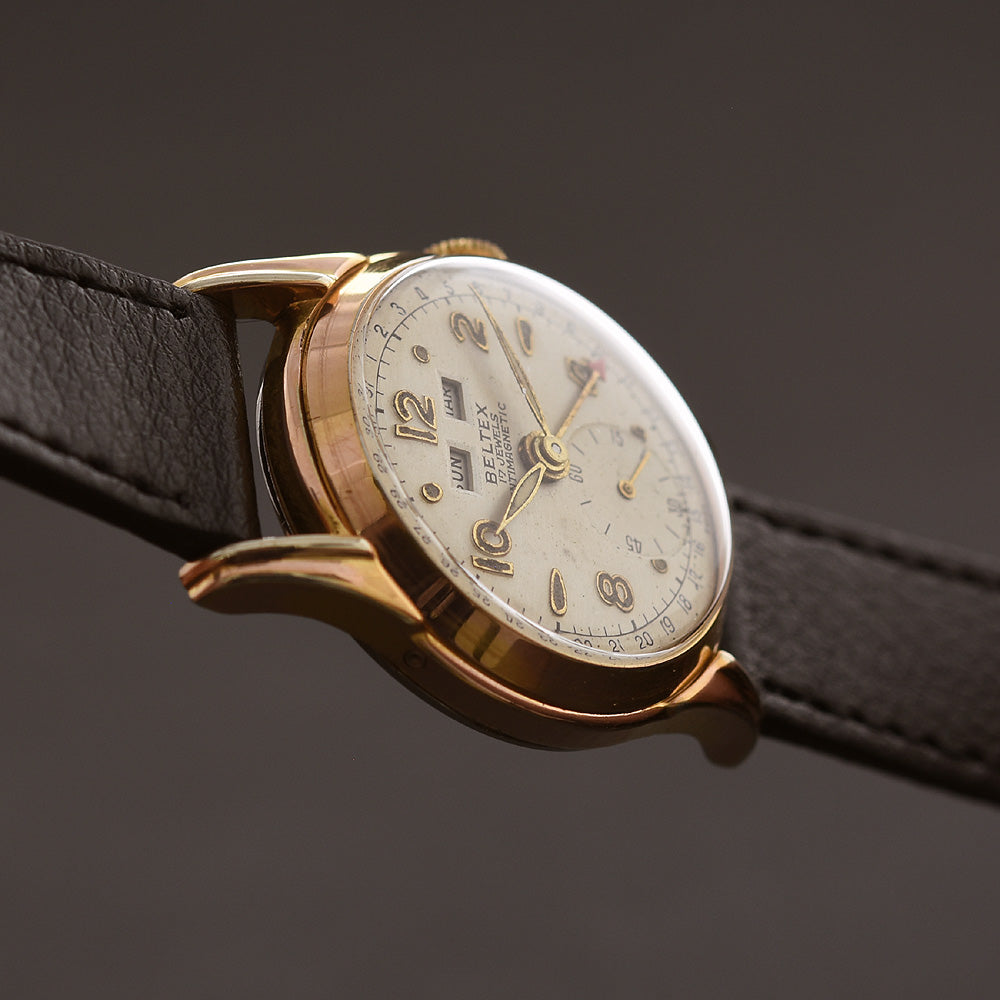 50s BELTEX Gents Triple Calendar Vintage Watch