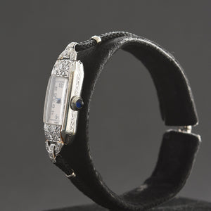 1931 BULOVA Ladies Platinum/18K Gold & Diamonds Art Deco Watch