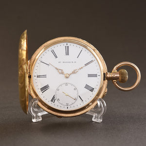 1900s Hy MOSER 14K Gold Hunter/Savonette Pocket Watch