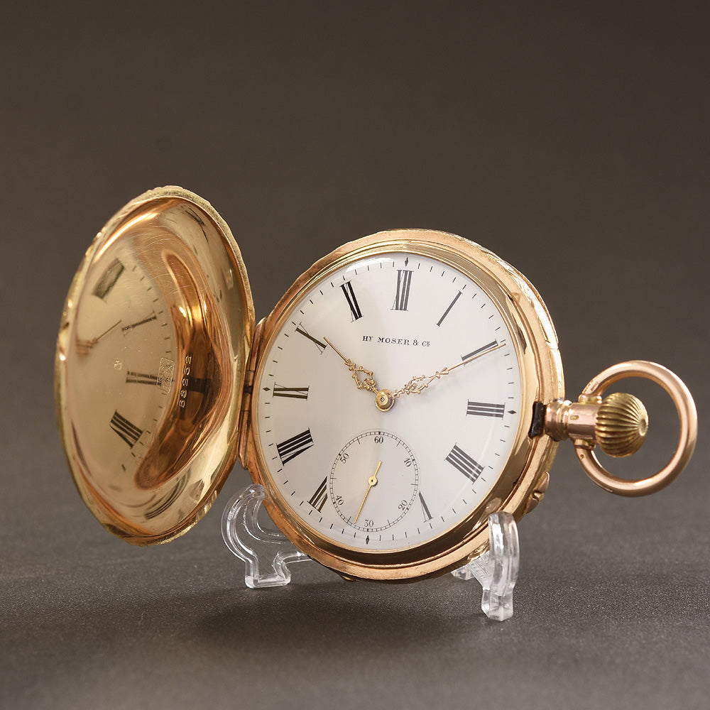 1900s Hy MOSER 14K Gold Hunter/Savonette Pocket Watch