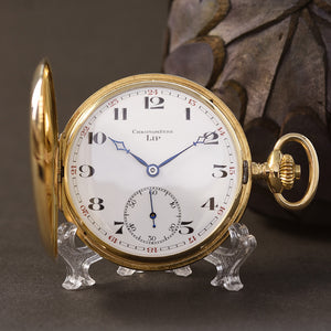 1920s LIP Chronometer 18K Gold Hunter/Savonette Pocket Watch
