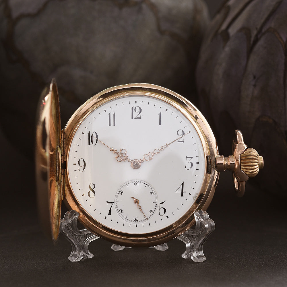 1900s MONOPOL 14K Gold Swiss Large Savonette Pocket Watch