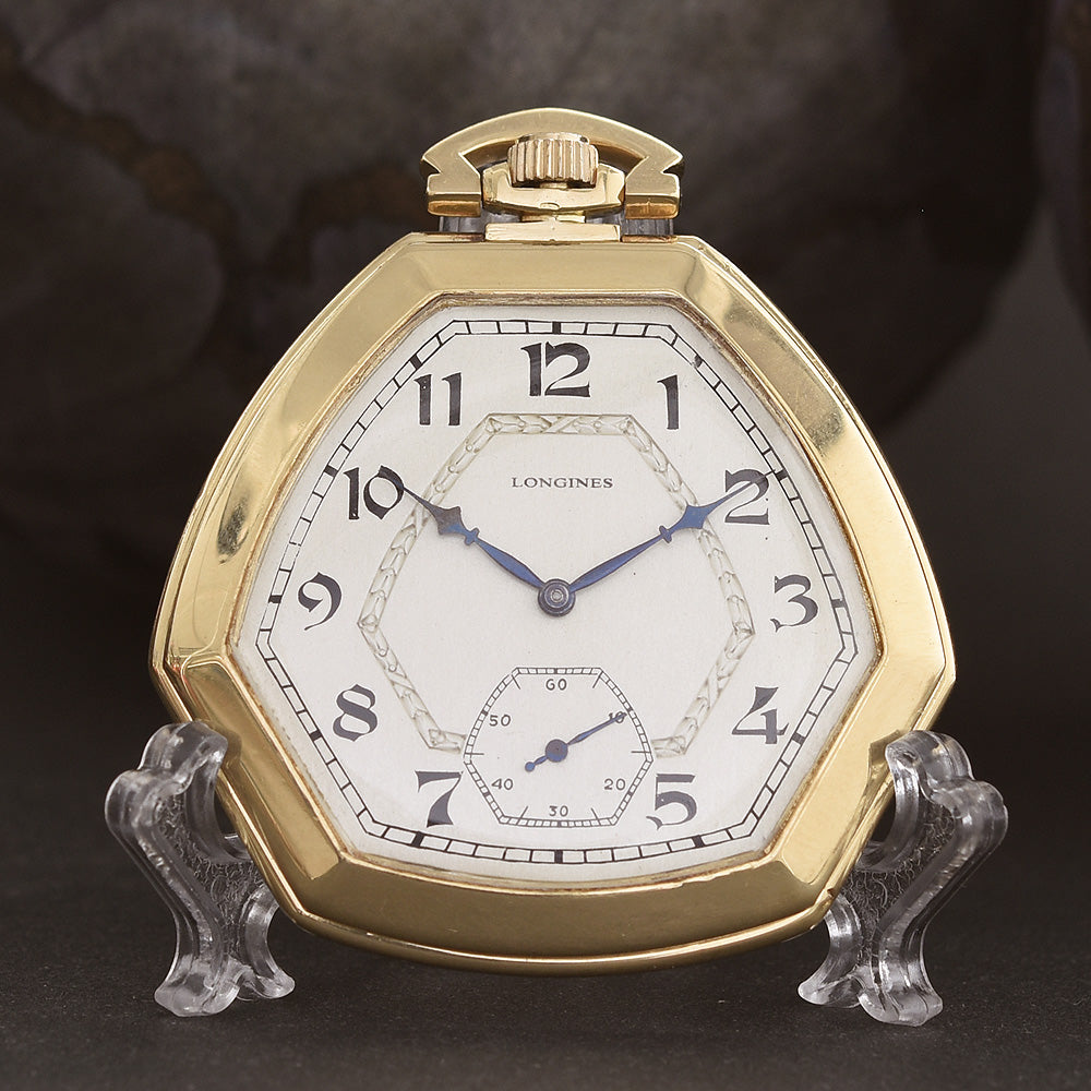 1923 LONGINES 18K Gold Art Deco Swiss Pocket Watch