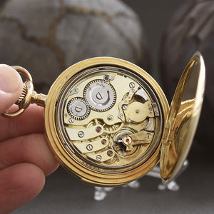 1920s LUGRIN RUEFF Freres Minute Repeater 18K Gold Swiss Pocket Watch