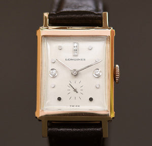 1947 LONGINES Gents 14K Solid Gold/Diamonds Dress Watch