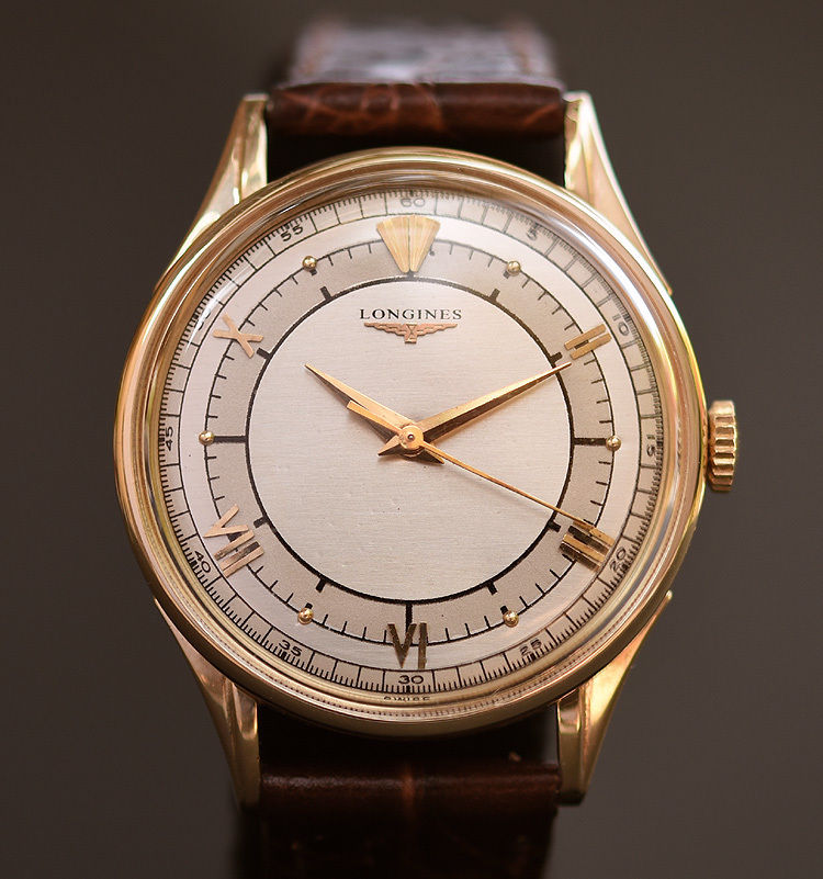 1952 LONGINES Gents 14K Solid Gold Sector Dial Watch